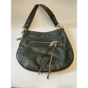 Milly | Women's Leather Expandable Hobo Shoulder Bag | Large Deep Green w/ Zip